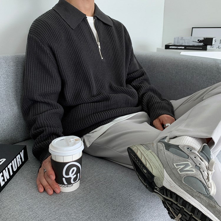 Half zip knit polo sweater