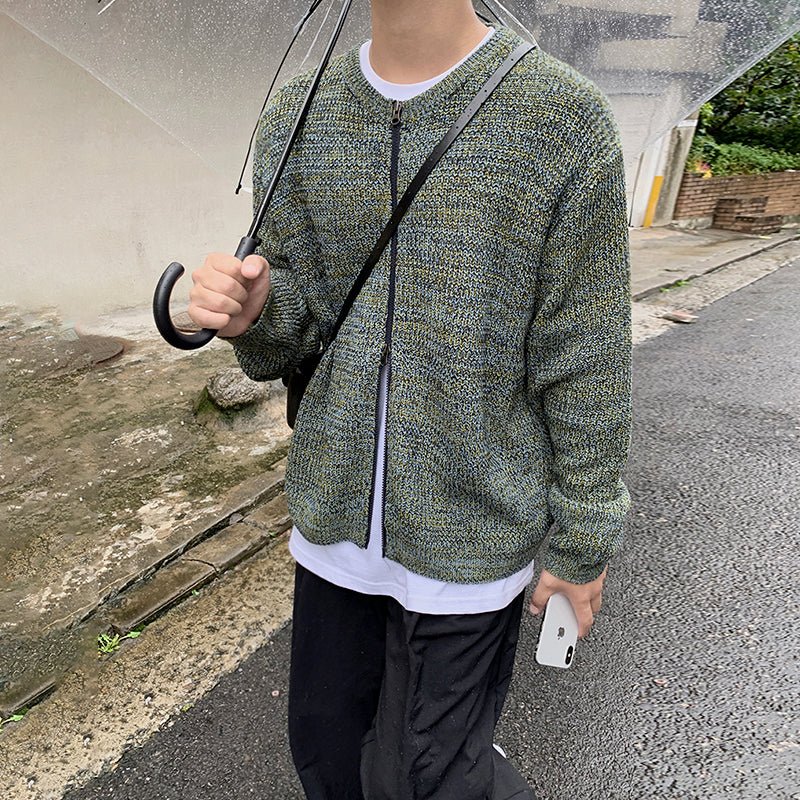 Collarless Knit Jacket