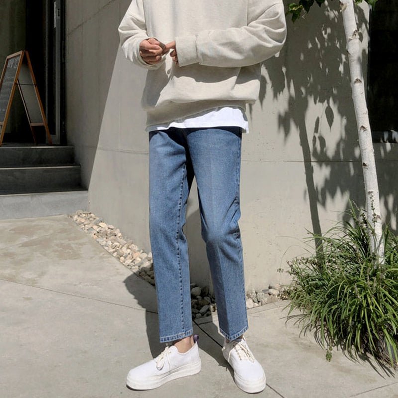 Casual straight denim pants