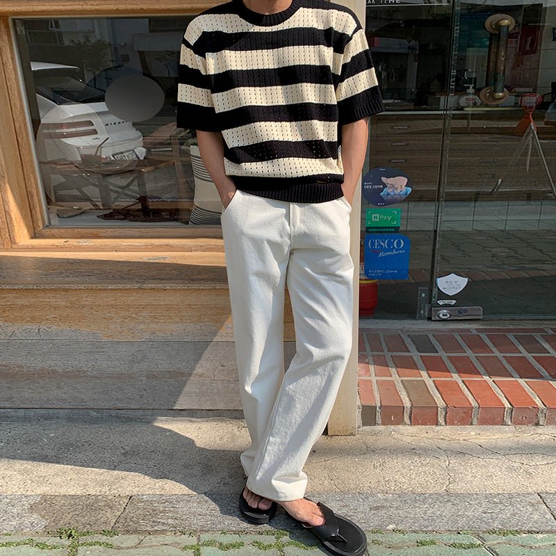 Border short sleeve T -shirt