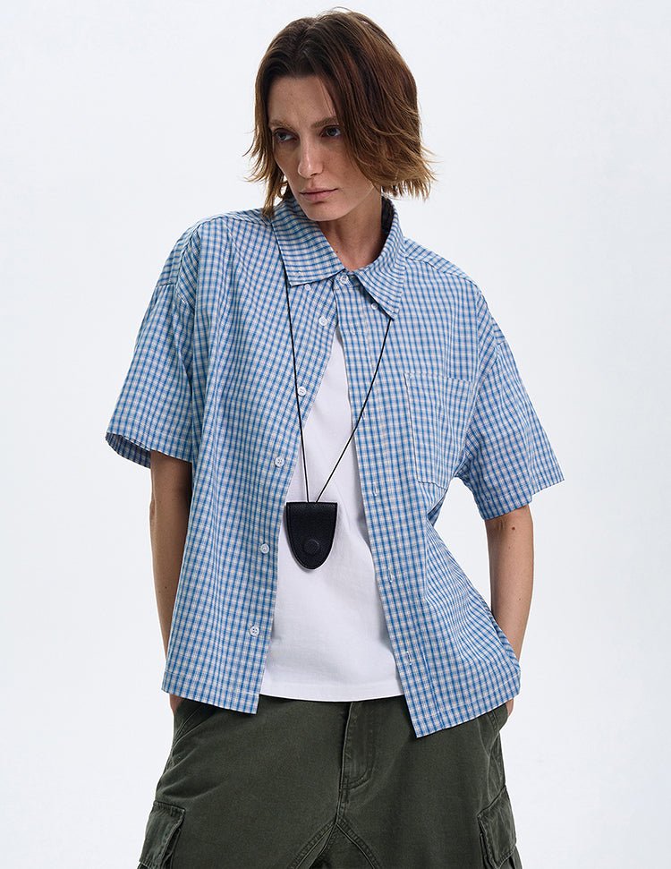 Check pattern short sleeve shirt