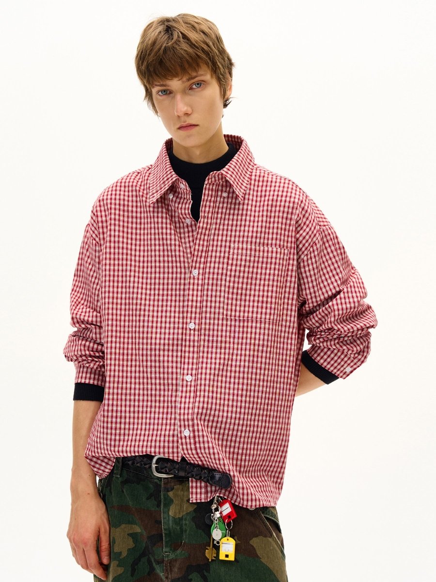 Checked long-sleeved shirt