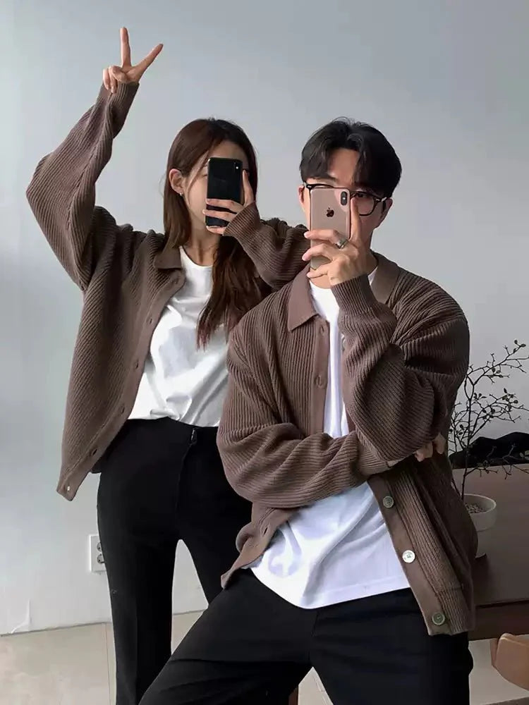 Collar knit cardigan