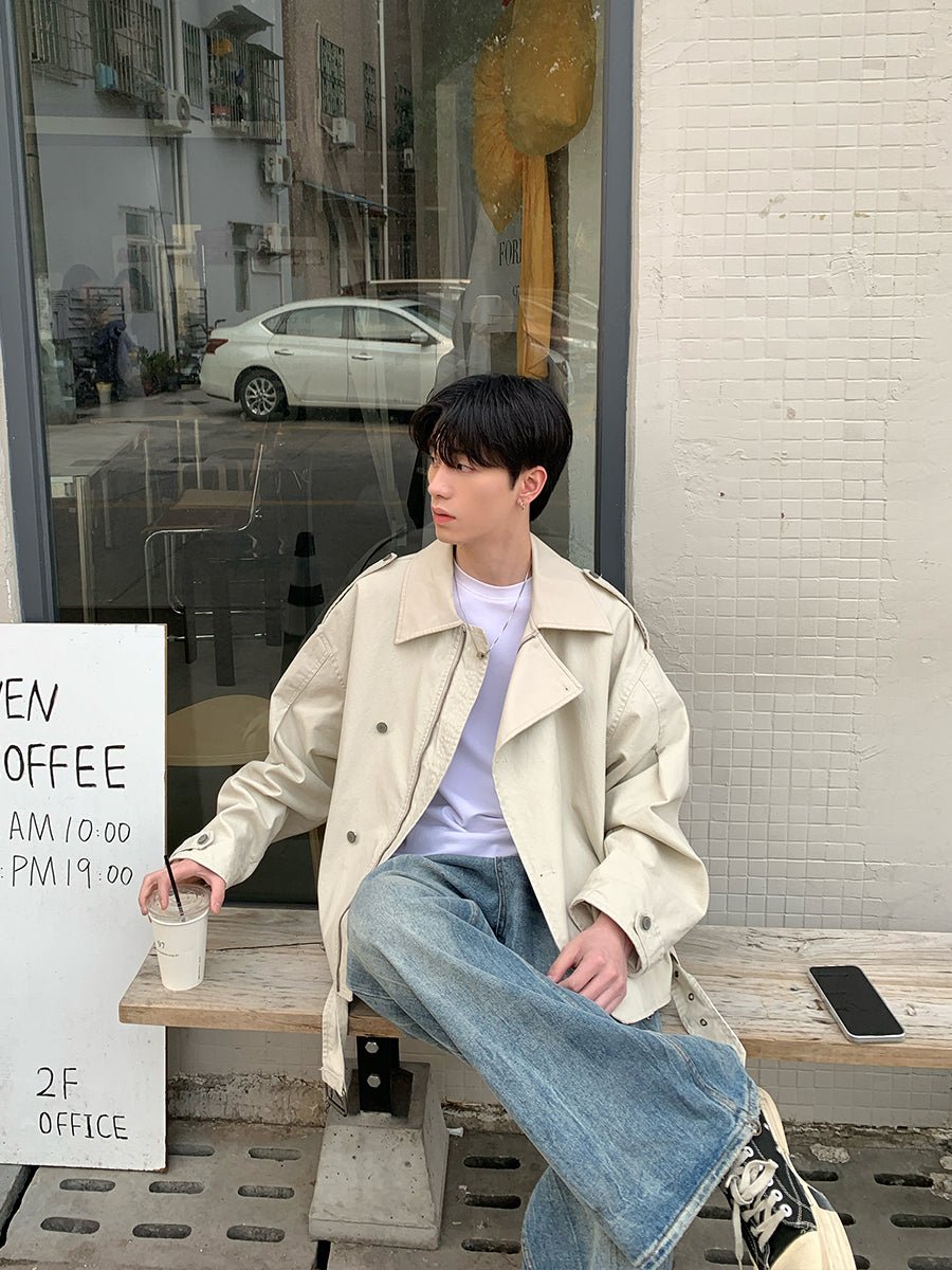 Collar leather lapel jacket