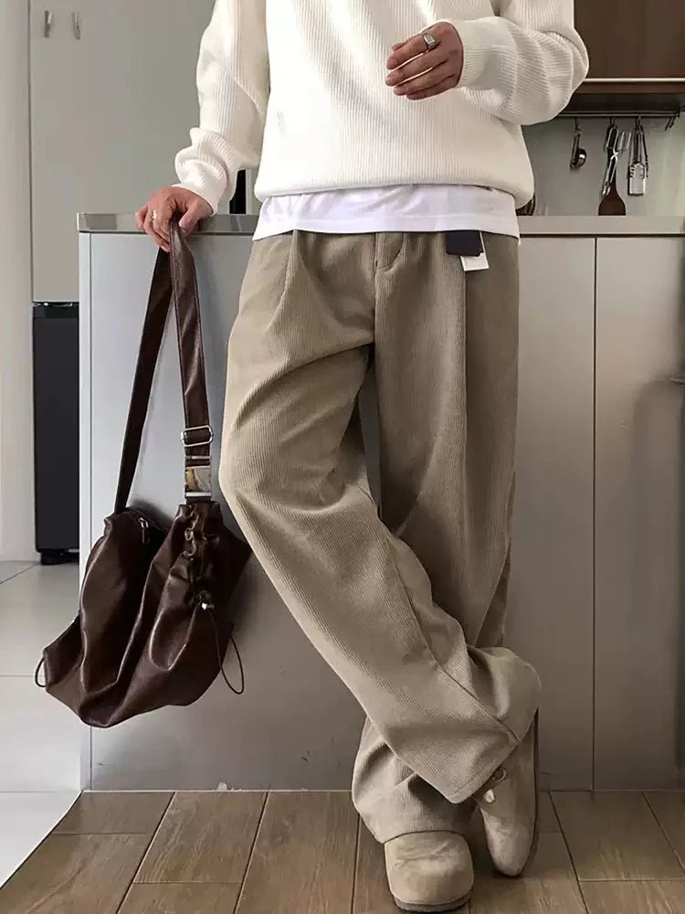 Corduroy wide pants