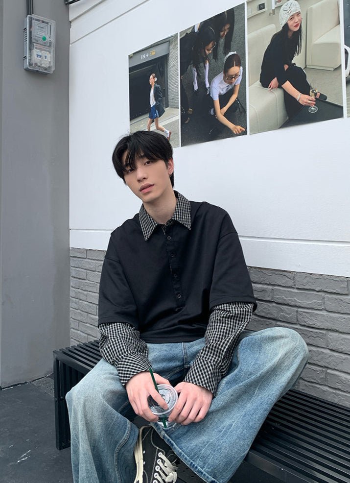 Fake two-piece long sleeve T-shirt