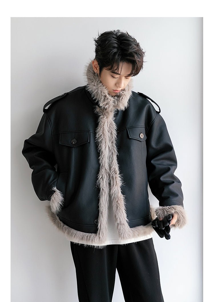 Fur leather jacket