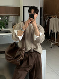 Henry collar round neck knit