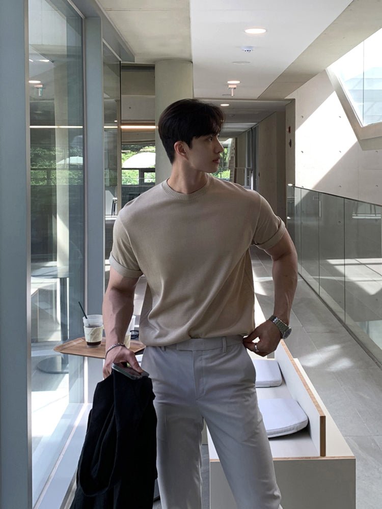 High gauge short sleeve knit T-shirt