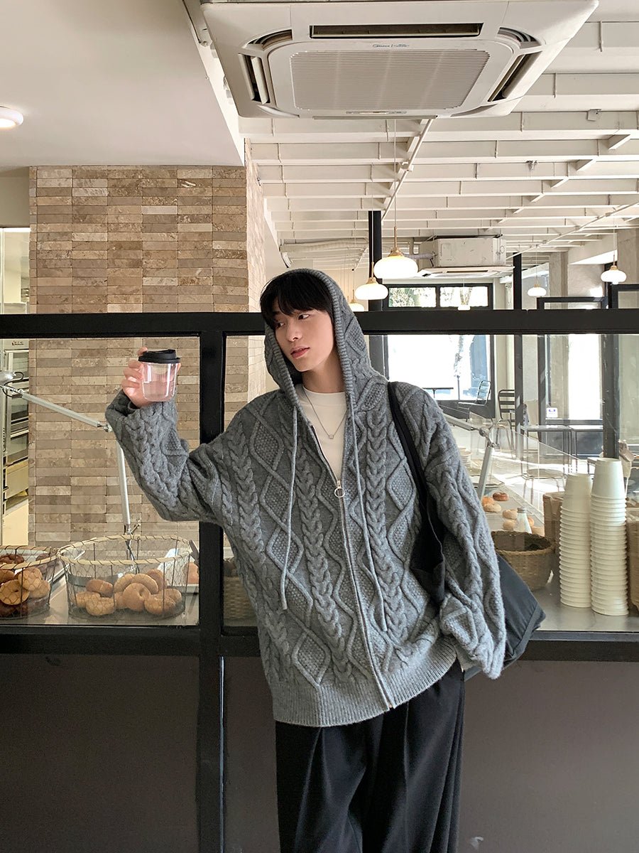 Knit zipper hoodie