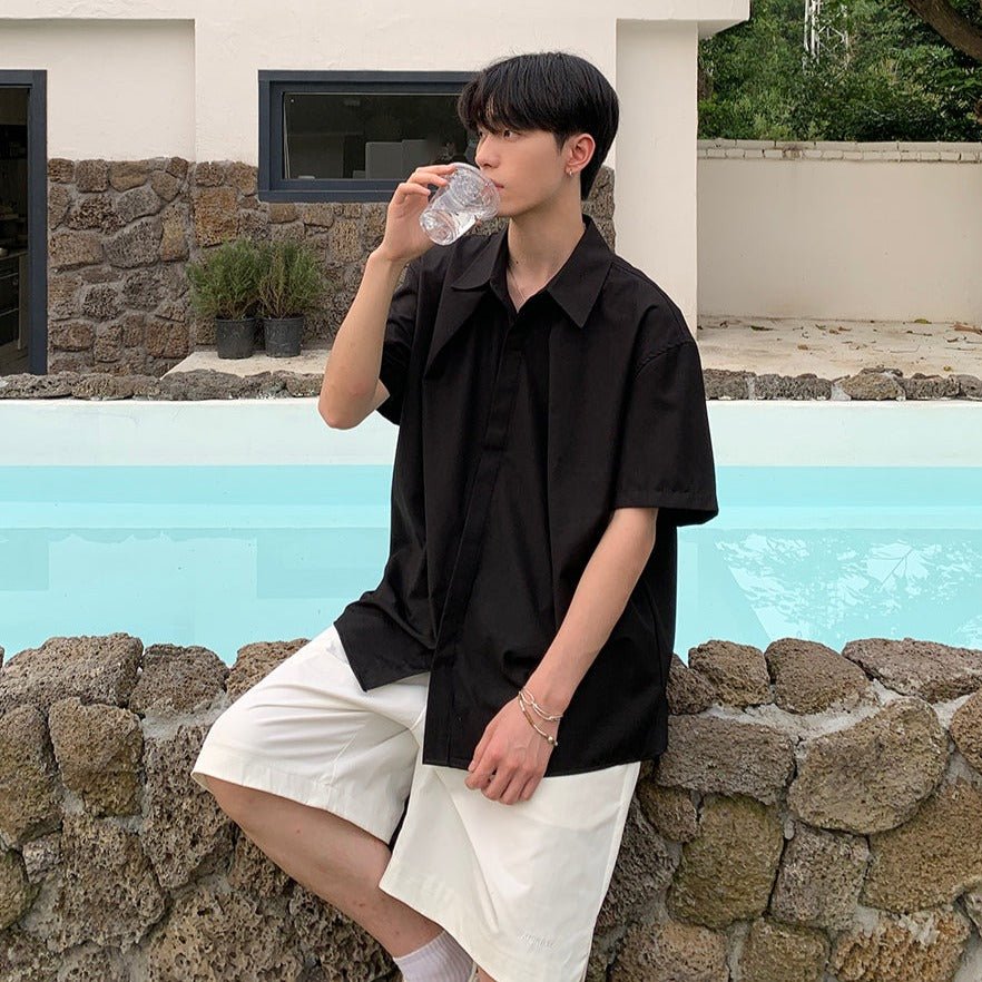 Lapel short sleeve shirt
