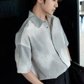 Leaf embossed short sleeve shirt