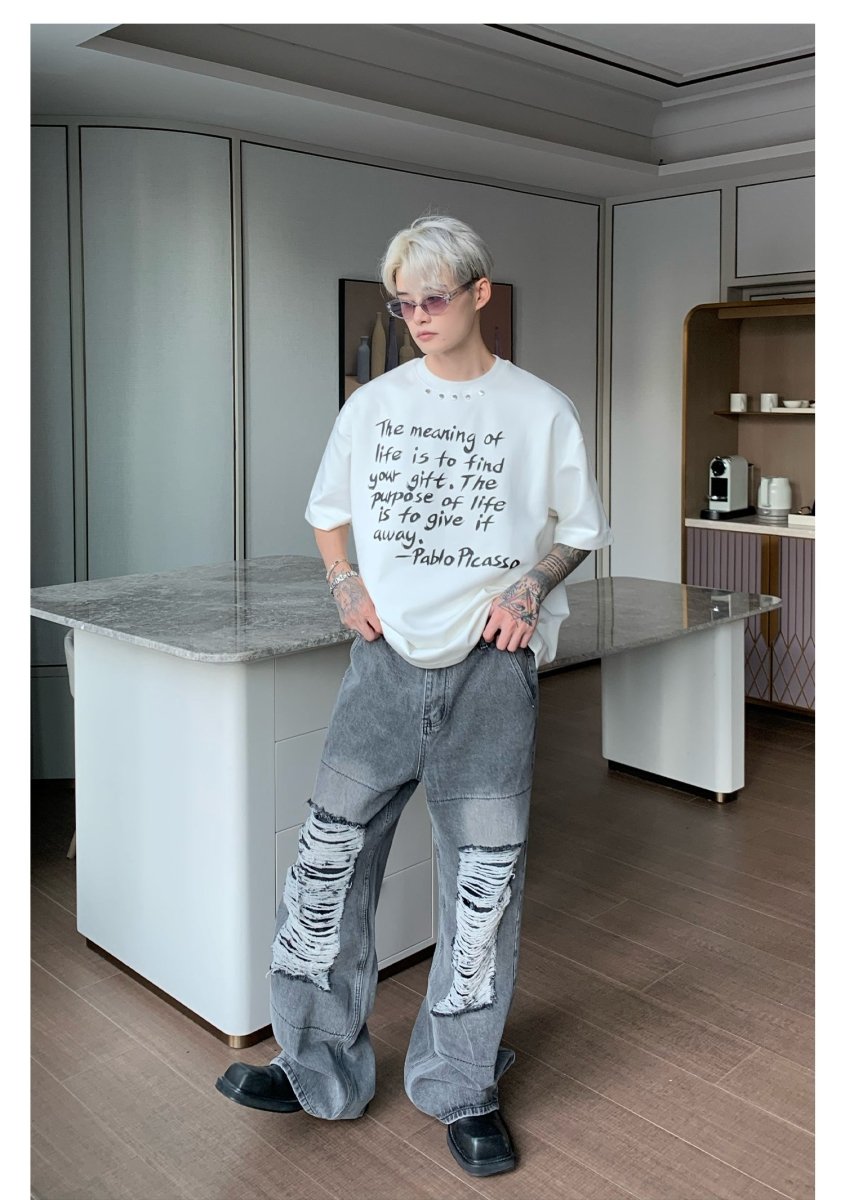 Letter print short sleeve T -shirt