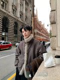 Mountain carving fur collar jacket
