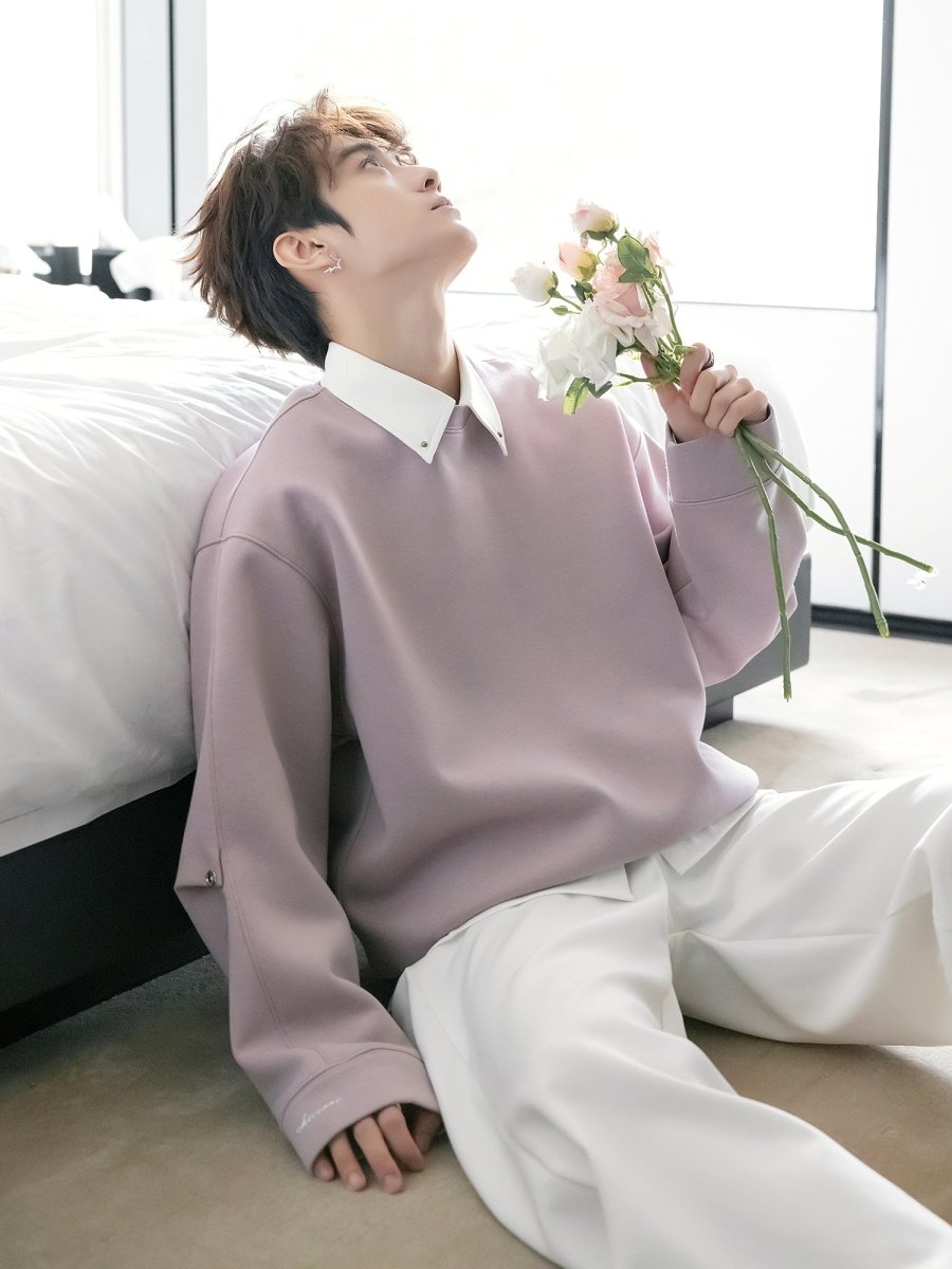 重ね着デザインスウェットシャツ