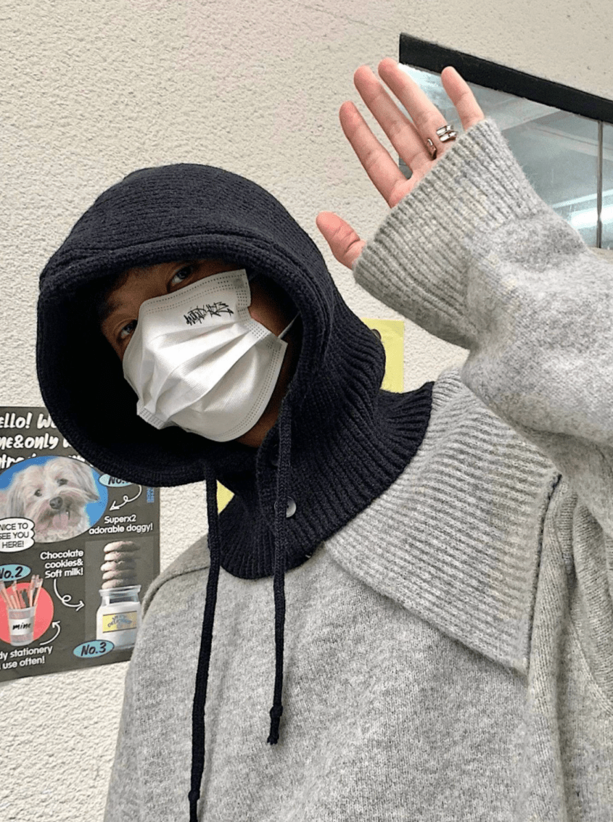 バラクラバ一体型ニットフードウォーマー　OR4895