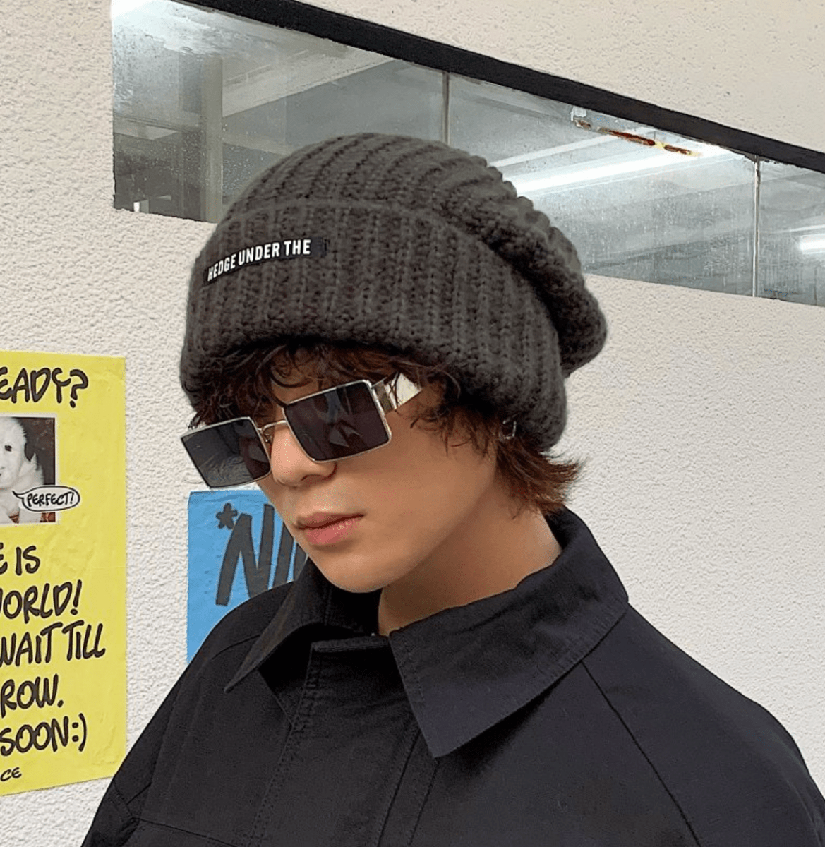 ボリュームリブニットスロウチビーニー　OR4897