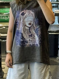 Printed sleeveless T-shirt