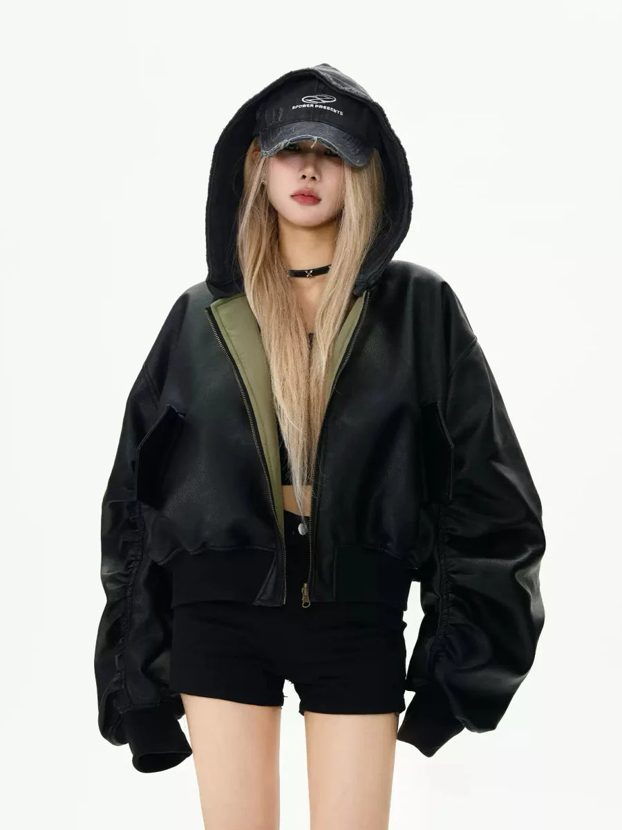 Reversible leather jacket