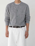 Round neck knit cardigan