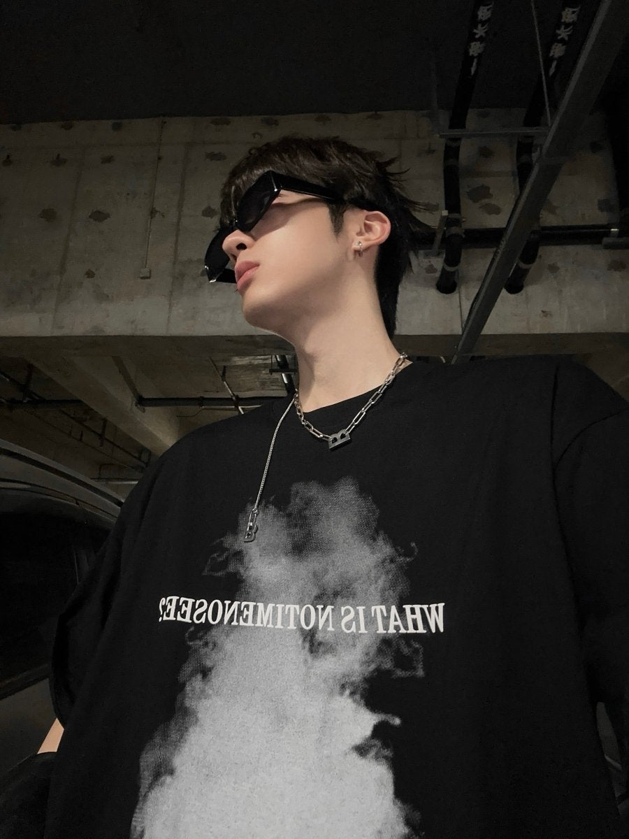 Smoke letter print short sleeve T-shirt