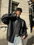 Stand collar PU jacket