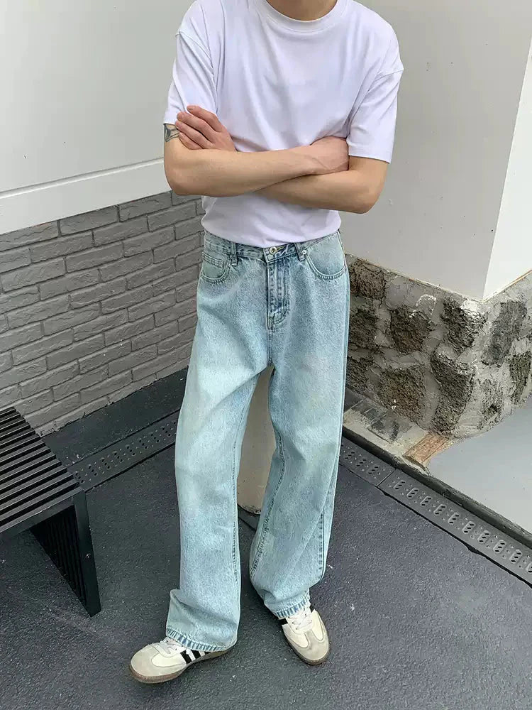 Straight denim pants