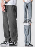 Straight Drape Washed Denim Jeans　