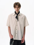 ストライプコットンシャツ メンズ 半袖｜Striped SHIRT