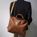 Versatile Leather Shoulder Bag with Handles