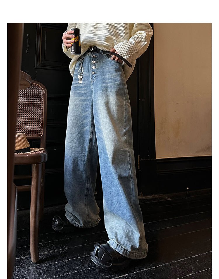 Wash gradation denim pants