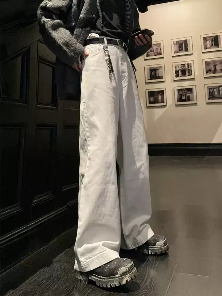 White straight jeans